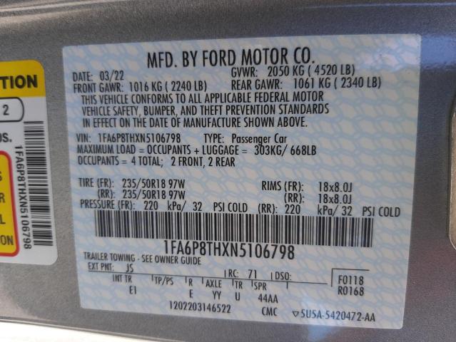 Photo 10 from auction – 2022 FORD MUSTANG with VIN 1FA6P8THXN5106798