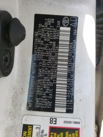 Photo 10 from auction – 2010 TOYOTA COROLLA BA with VIN 2T1BU4EE1AC339334