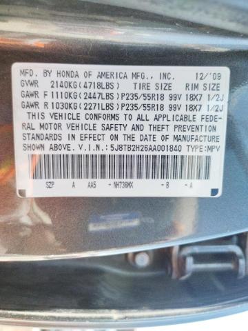 Photo 10 from auction – 2010 ACURA RDX with VIN 5J8TB2H26AA001840