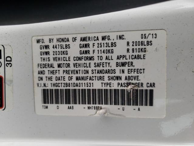 Photo 10 from auction – 2013 HONDA ACCORD EXL with VIN 1HGCT2B81DA011531