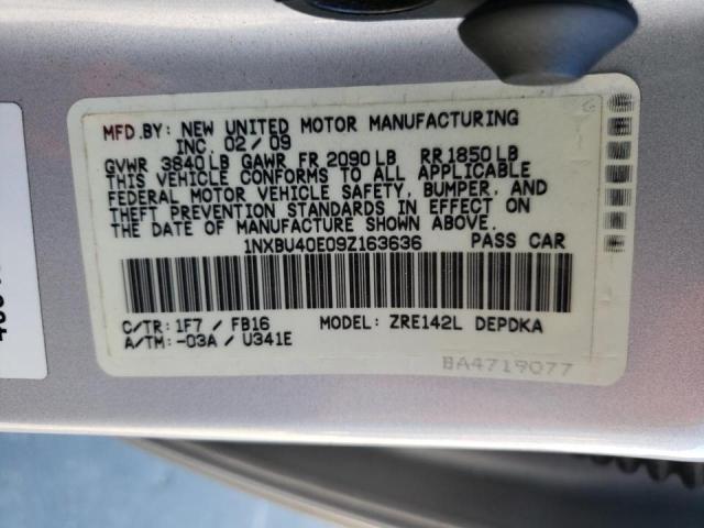 Photo 10 from auction – 2009 TOYOTA CORROLLA with VIN 1NXBU40E09Z163636