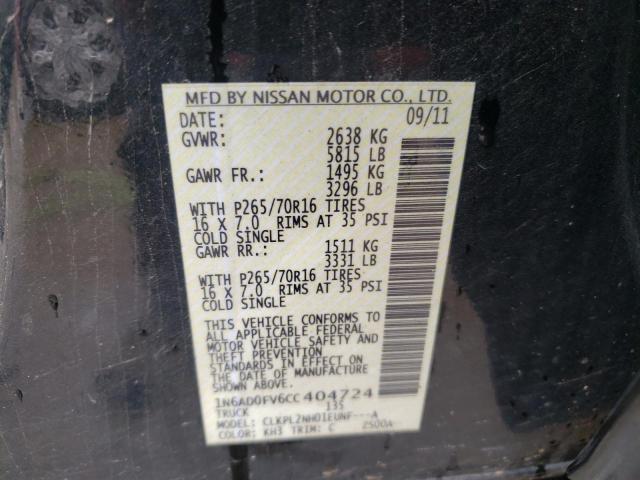 Photo 10 from auction – 2012 NISSAN FRONTIER S with VIN 1N6AD0FV6CC404724