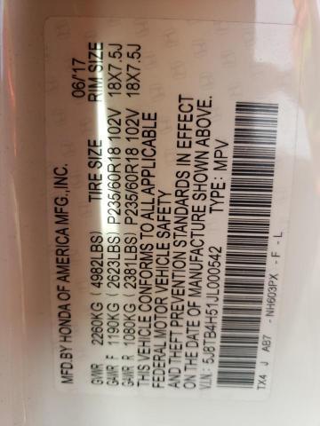 Photo 10 from auction – 2018 ACURA RDX TECHNO with VIN 5J8TB4H51JL000542
