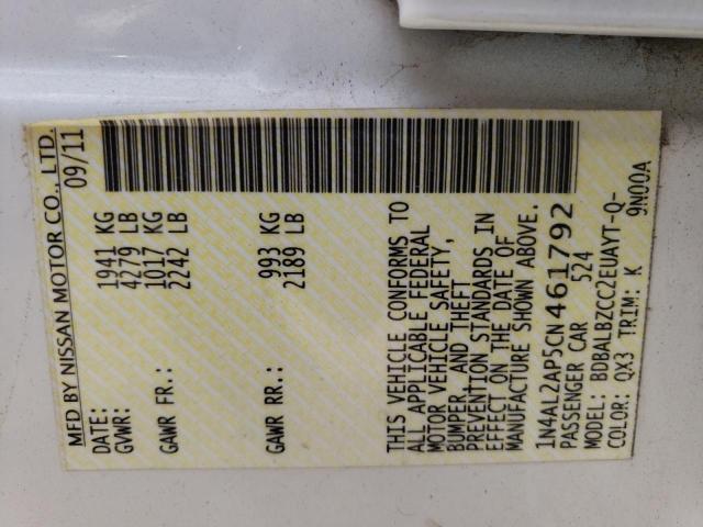 Photo 10 from auction – 2012 NISSAN ALTIMA BAS with VIN 1N4AL2AP5CN461792