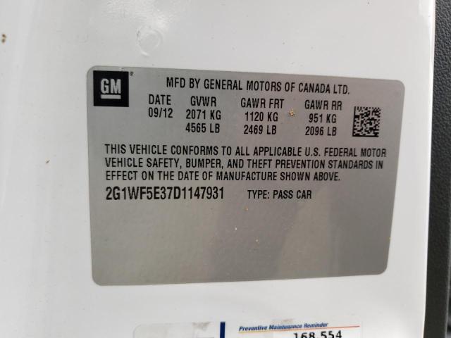 Photo 10 from auction – 2013 CHEVROLET IMPALA LS with VIN 2G1WF5E37D1147931