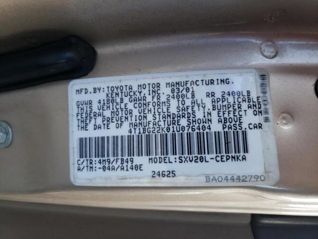 Photo 10 from auction – 2001 TOYOTA CAMRY CE with VIN 4T1BG22K01U076404