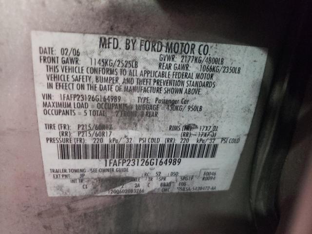 Photo 10 from auction – 2006 FORD FIVE HUNDR with VIN 1FAFP23126G164989