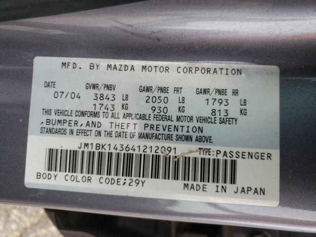 Photo 10 from auction – 2004 MAZDA 3 HATCHBAC with VIN JM1BK143641212091