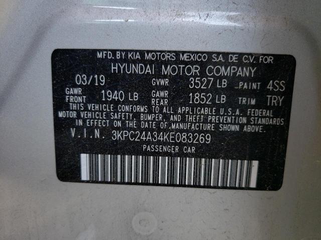 Photo 10 from auction – 2019 HYUNDAI ACCENT SE with VIN 3KPC24A34KE083269