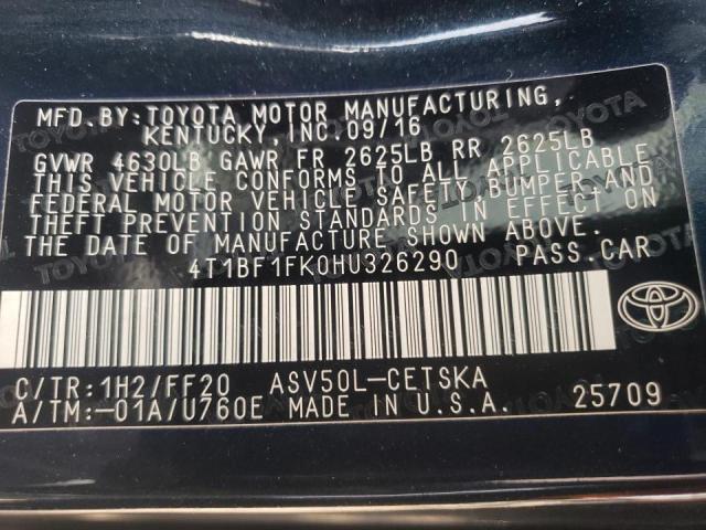 Photo 10 from auction – 2017 TOYOTA CAMRY LE with VIN 4T1BF1FK0HU326290
