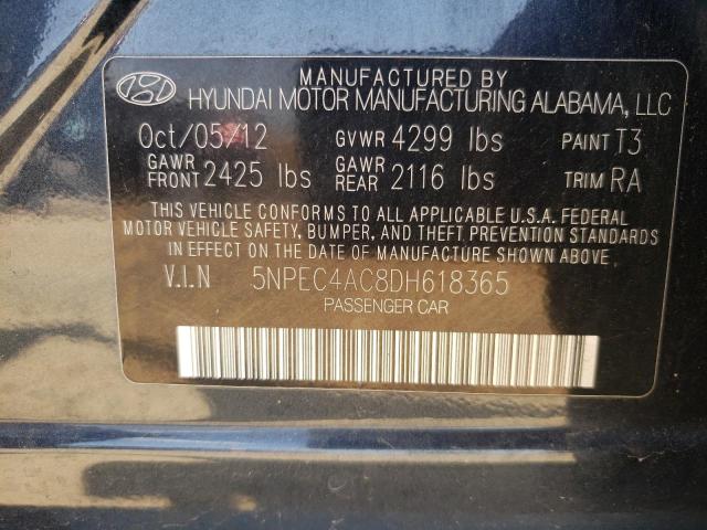 Photo 10 from auction – 2013 HYUNDAI SONATA SE with VIN 5NPEC4AC8DH618365