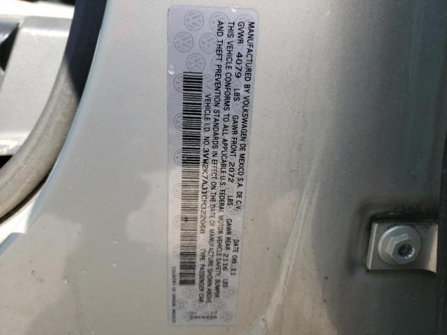 Photo 10 from auction – 2012 VOLKSWAGEN JETTA BASE with VIN 3VW2K7AJ1CM322048