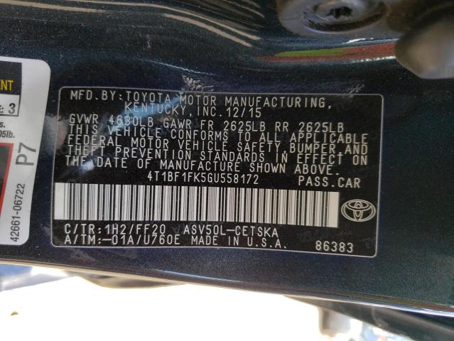 Photo 10 from auction – 2016 TOYOTA CAMRY with VIN 4T1BF1FK5GU558172
