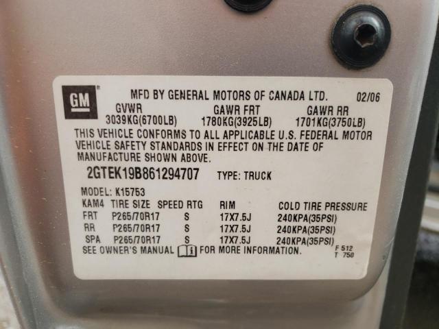 Photo 10 from auction – 2006 GMC NEW SIERRA with VIN 2GTEK19B861294707