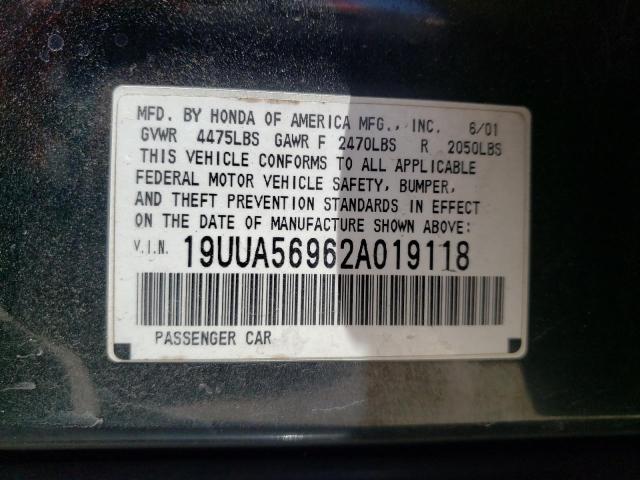 Photo 10 from auction – 2002 ACURA 3.2TL TYPE with VIN 19UUA56962A019118