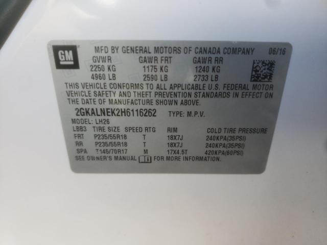 Photo 10 from auction – 2017 GMC TERRAIN SL with VIN 2GKALNEK2H6116262