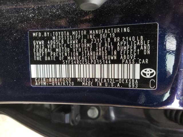 Photo 10 from auction – 2020 TOYOTA COROLLA SE with VIN 5YFS4RCE5LP015144