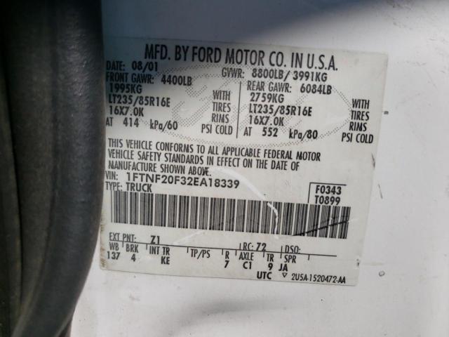 Photo 10 from auction – 2002 FORD F250 SUPER with VIN 1FTNF20F32EA18339