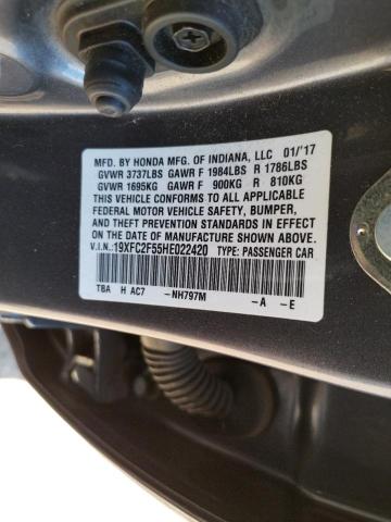 Photo 10 from auction – 2017 HONDA CIVIC LX with VIN 19XFC2F55HE022420