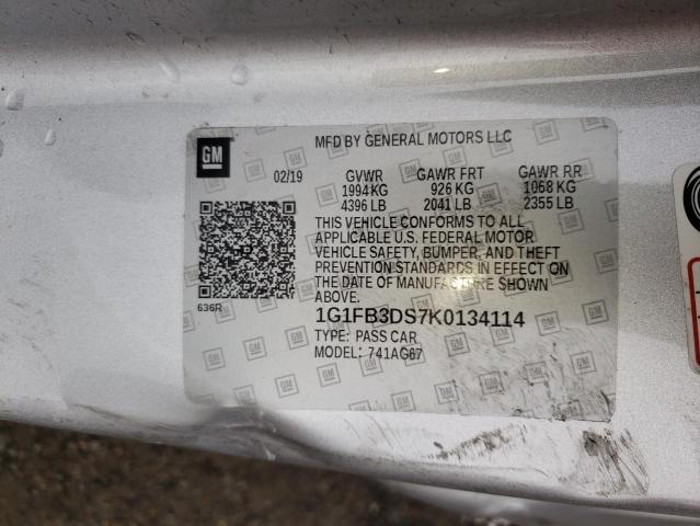 Photo 10 from auction – 2019 CHEVROLET CAMERO with VIN 1G1FB3DS7K0134114