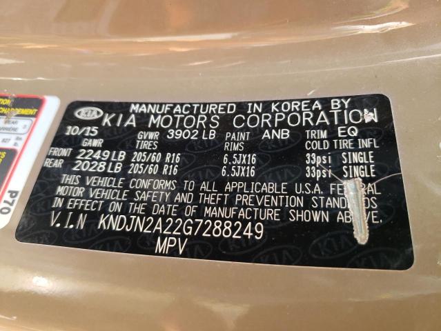 Photo 10 from auction – 2016 KIA SOUL with VIN KNDJN2A22G7288249