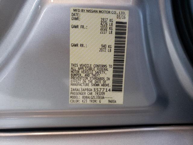 Photo 10 from auction – 2016 NISSAN ALTIMA 2.5 with VIN 1N4AL3AP8GN357714