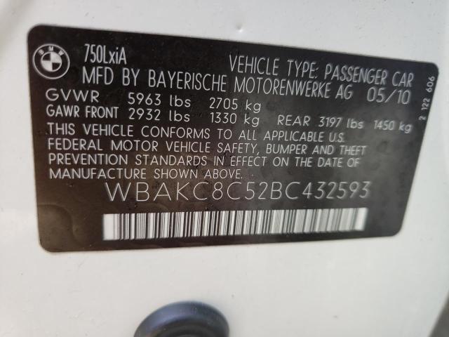 Photo 10 from auction – 2011 BMW 7 SERIES with VIN WBAKC8C52BC432593