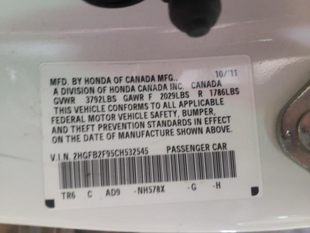 Photo 10 from auction – 2012 HONDA CIVIC EXL with VIN 2HGFB2F95CH532545