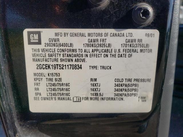 Photo 10 from auction – 2002 CHEVROLET SILVERADO with VIN 2GCEK19T521170834