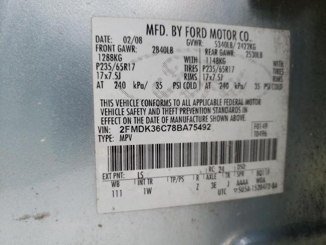 Photo 10 from auction – 2008 FORD EDGE SE with VIN 2FMDK36C78BA75492