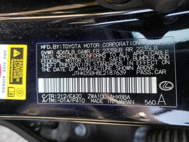 Photo 10 from auction – 2014 LEXUS CT 200 with VIN JTHKD5BH8E2187639