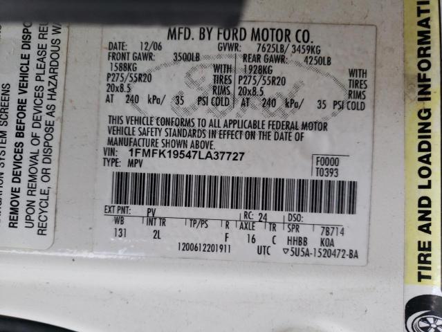 Photo 10 from auction – 2007 FORD EXPEDITION with VIN 1FMFK19547LA37727