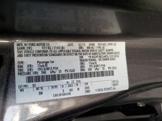 Photo 10 from auction – 2013 FORD FOCUS S with VIN 1FADP3E24DL331232