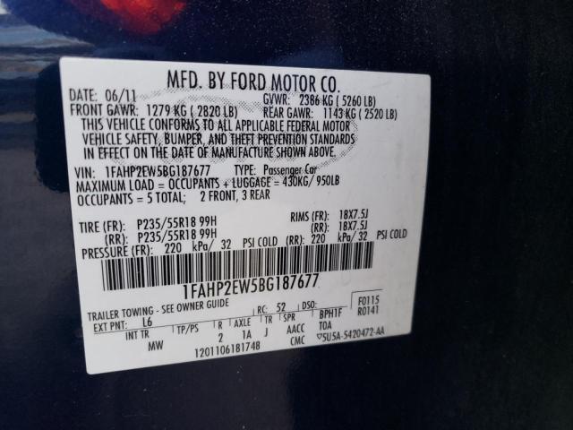 Photo 10 from auction – 2011 FORD TAURUS SEL with VIN 1FAHP2EW5BG187677