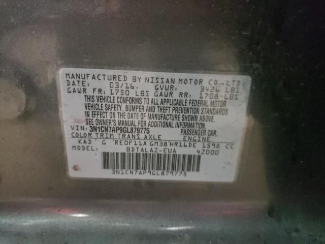 Photo 10 from auction – 2016 NISSAN VERSA with VIN 3N1CN7AP9GL879775