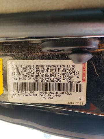 Photo 10 from auction – 2002 LEXUS ES 300 with VIN JTHBF30G920025437