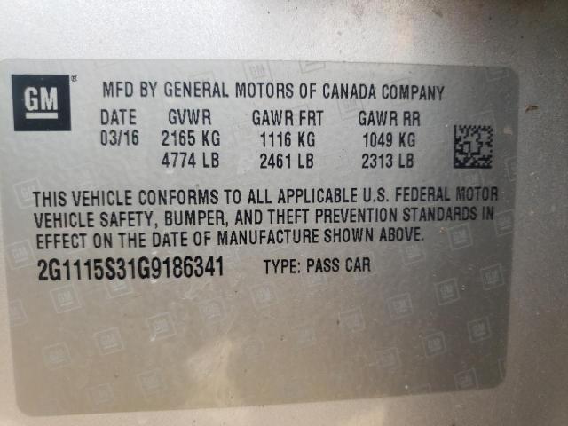 Photo 10 from auction – 2016 CHEVROLET IMPALA LT with VIN 2G1115S31G9186341