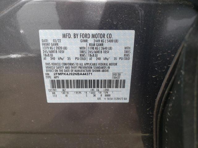 Zdjęcie 10 z aukcji – 2022 FORD EDGE SEL z VIN 2FMPK4J92NBA44371