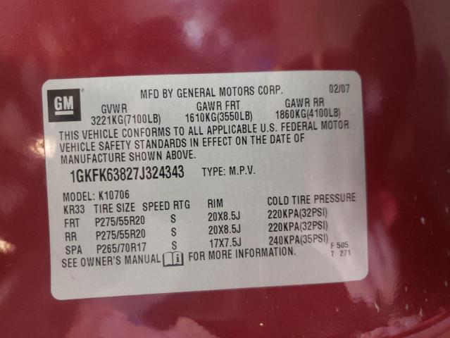 Photo 10 from auction – 2007 GMC YUKON DENA with VIN 1GKFK63827J324343