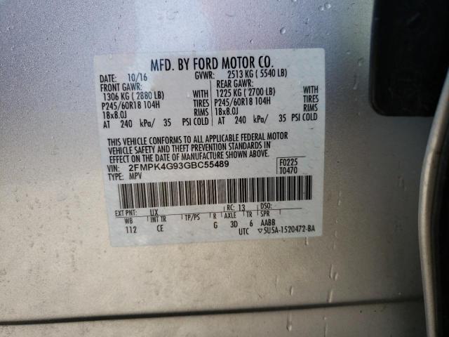 Zdjęcie 10 z aukcji – 2016 FORD EDGE SE z VIN 2FMPK4G93GBC55489