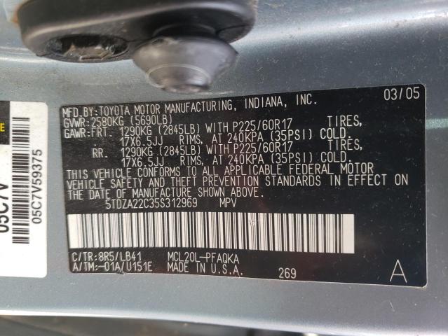 Photo 10 from auction – 2005 TOYOTA SIENNA XLE with VIN 5TDZA22C35S312969