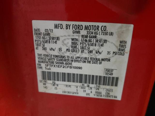 Photo 10 from auction – 2012 FORD F150 SUPER with VIN 1FTFX1EF2CFB10090