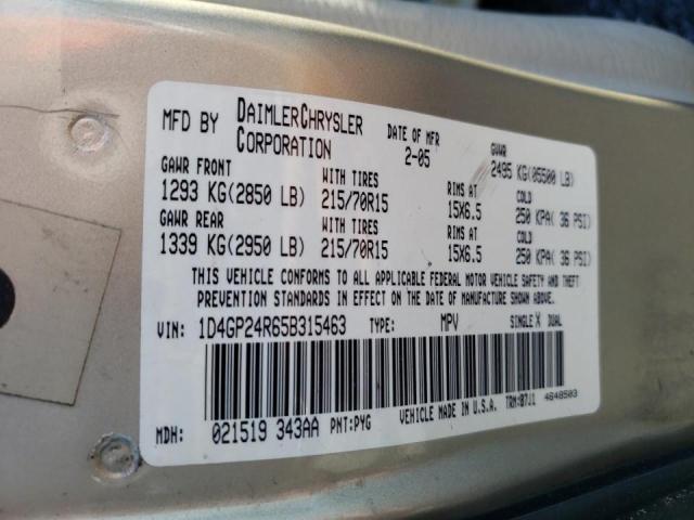 Photo 10 from auction – 2005 DODGE GRAND CARA with VIN 1D4GP24R65B315463