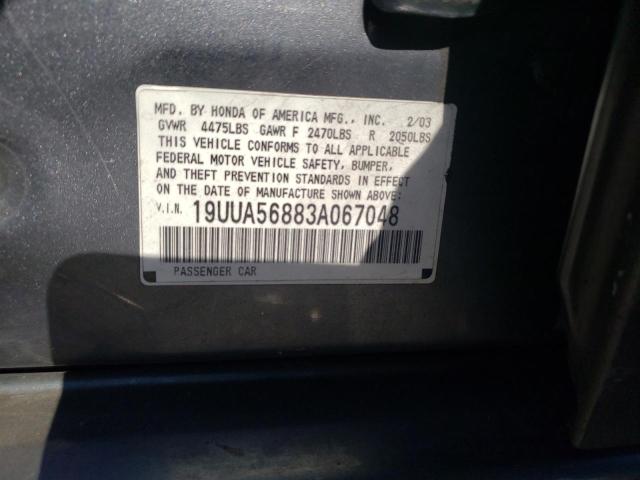 Photo 10 from auction – 2003 ACURA 3.2TL TYPE with VIN 19UUA56883A067048