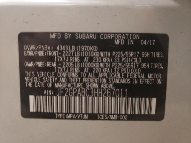 Photo 10 from auction – 2017 SUBARU CROSSTREK with VIN JF2GPABC3HH267011