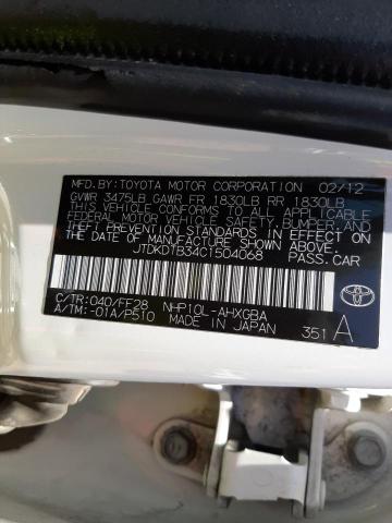 Photo 10 from auction – 2012 TOYOTA PRIUS C with VIN JTDKDTB34C1504068