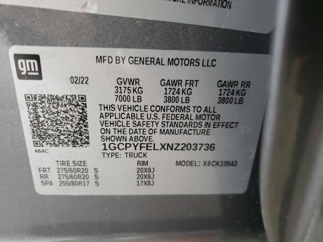 Photo 10 from auction – 2022 CHEVROLET SILVERADO with VIN 1GCPYFELXNZ203736