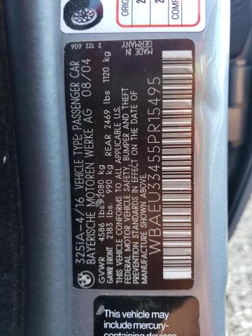 Photo 10 from auction – 2005 BMW 325 XI with VIN WBAEU33455PR15495