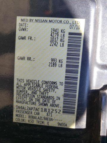 Photo 10 from auction – 2010 NISSAN ALTIMA BAS with VIN 1N4AL2AP7AC181252