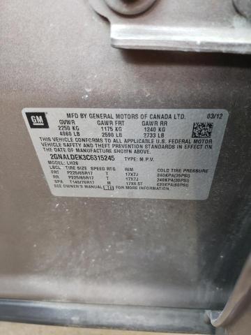 Photo 10 from auction – 2012 CHEVROLET EQUINOX LT with VIN 2GNALDEK3C6315245